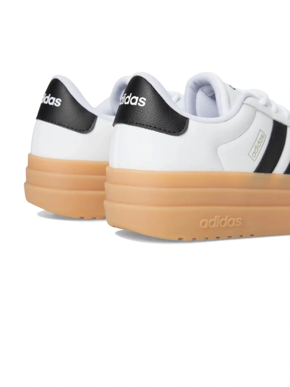adidas White & Black VL Court Bold Platform Sneaker with Gum Sole